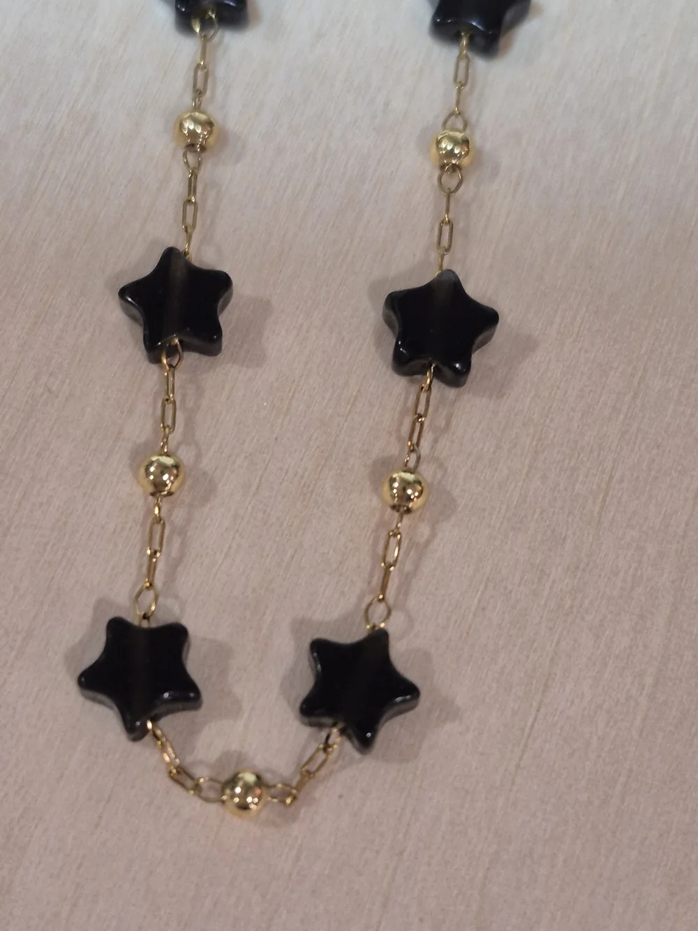 🖤⭐️NEW🖤⭐️ PRETTY!! SS OBSIDIAN Micro PaperClip Nat. Stone Star Bracelet